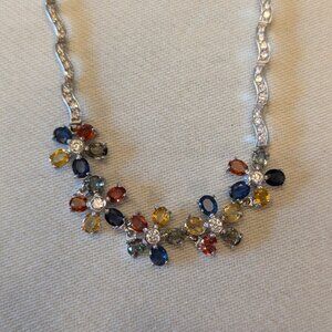 Bracelet 25 Colored Sapphires Sterling Silver